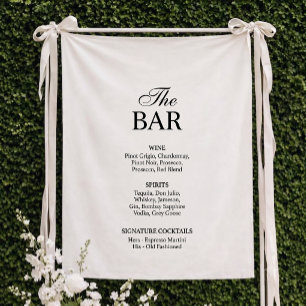Old Money Black & White Wedding Bar Fabric Sign Tapestry