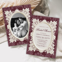 Old Money Burgundy Ivory Doily Lace Bridal Shower