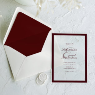 Old Money Burgundy Wedding Acrylic Invitations