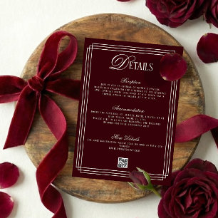 Old Money Burgundy Wedding Details  Enclosure Card