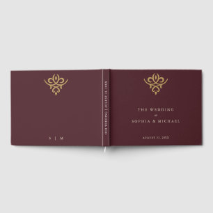 Old Money Burgundy Wedding Guest Book