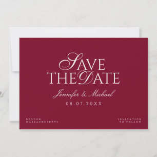 Old Money Burgundy Wedding Save The Date