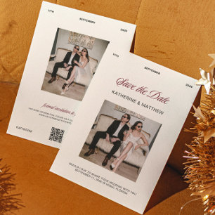 Old Money Burgundy Wedding Save the Date Photo Invitation