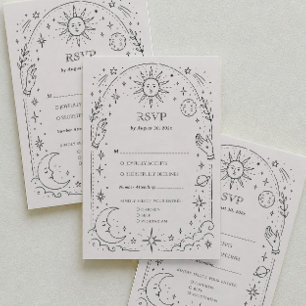 Old Money Celestial Wedding Traditional RSVP Card 
