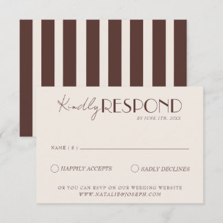 Old Money Chocolate Brown Classy Fancy Wedding RSVP Card