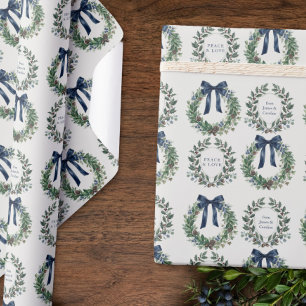 Old Money Christmas Wreath Personalized Wrapping Paper