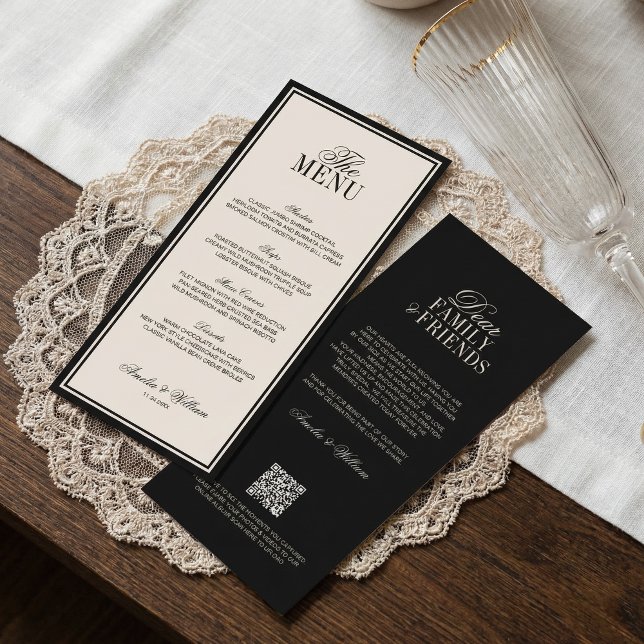 Old Money Classic Luxury Black Cream Wedding Menu (Creator Uploaded)