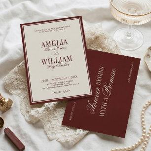 Old Money Classic Luxury Burgundy Wedding Invitation