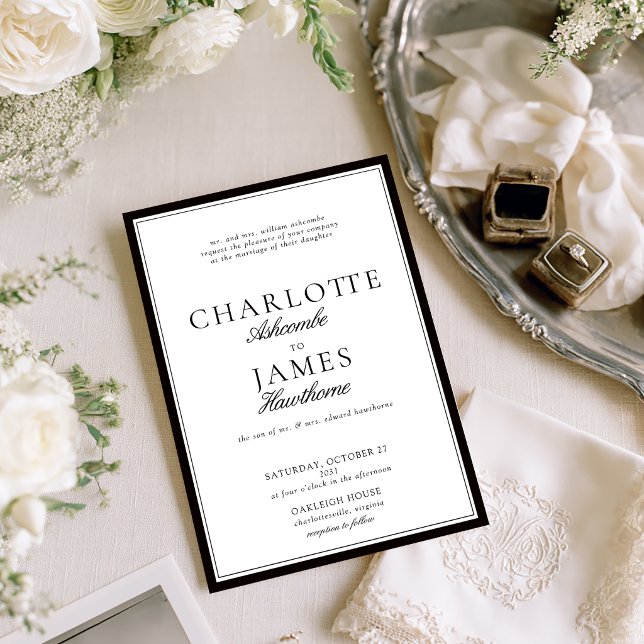 Old Money Classic Typography Wedding Invitation (An invitation that never dates.)