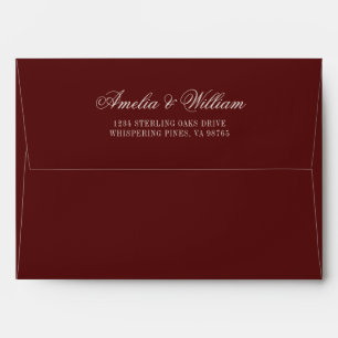 Old Money Classy Timeless Burgundy Cream Wedding Envelope