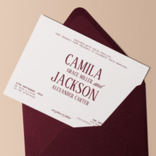 Old Money Cream and Burgundy Wedding  Invitation