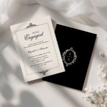 Old Money Crest Black Cream We're Engaged Party