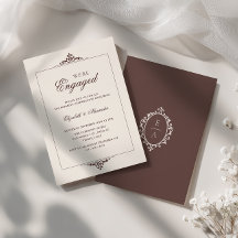 Old Money Crest Espresso Brown We're Engaged Party