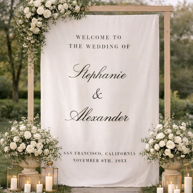 Old Money Custom Fabric Wedding Welcome Sign Tapestry (Creator Uploaded)