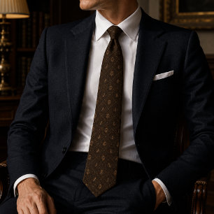 Old Money Dark Brown Gold Heraldic Tie