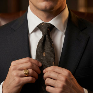 Old Money Dark Brown Oak Leaf Acorn Tweed Tie