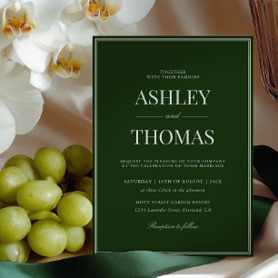 Old Money Dark Green Wedding Invitation