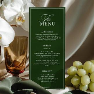 Old Money Dark Green Wedding Menu
