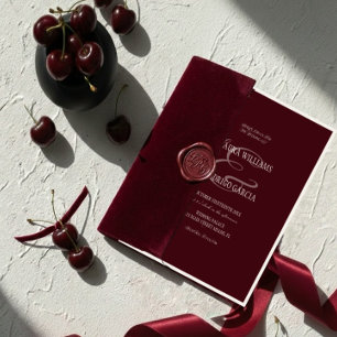 Old Money Deep Red Vintage Wedding Invitation