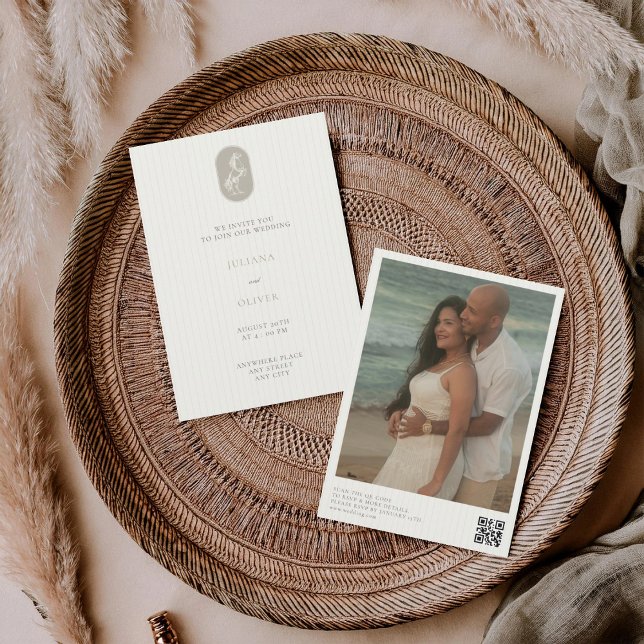 Old money, equestrian horse QR code wedding  Invitation (Creator Uploaded)