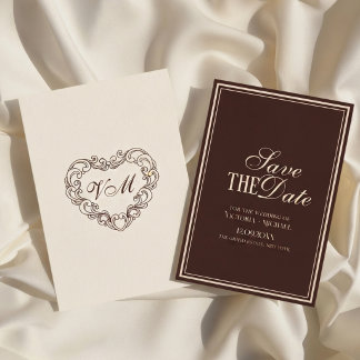 Old Money Espresso Brown Cream Fancy Wedding Save The Date