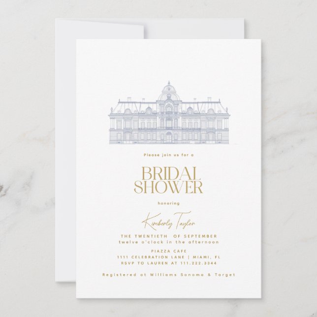 Old Money European Villa Bridal Shower Invitation (Front)