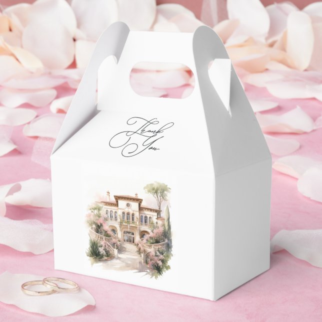 Old Money European Villa-Inspired Luxury Wedding Favor Box (Wedding)