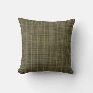 Old Money Forest Green Rust Orange Tartan Plaid Throw Pillow