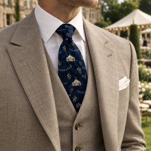 Old Money Garden Party Tent Fairy Light Navy Tie