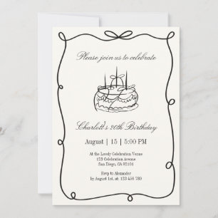 Old Money, Hand drawn birthday cake, birthday  Invitation