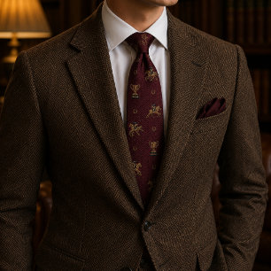 Old Money Horse Racing Jockey Trophy Burgundy Tie