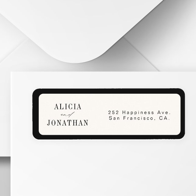 Old money ivory black wedding return address (Creator Uploaded)