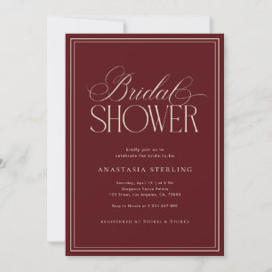 Old Money Ivory & Burgundy Bridal Shower Invitation