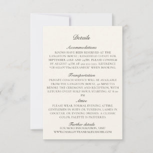 Old Money Ivory Wedding Details Card