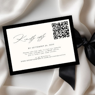 Old money kindly reply script ivory wedding QR RSVP Card