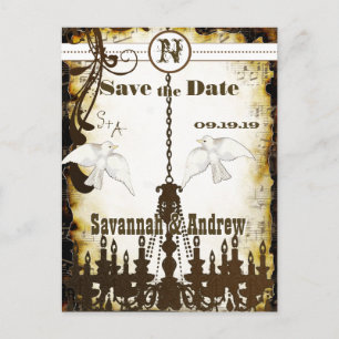 OLD MONEY, LOVE BIRDS, ANNOUNCEMENT POSTCARD