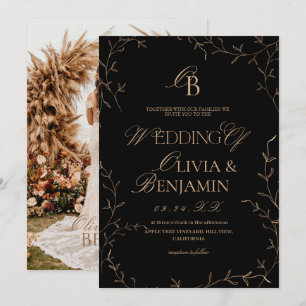 Old Money Minimalist Botanical Wedding Invitation