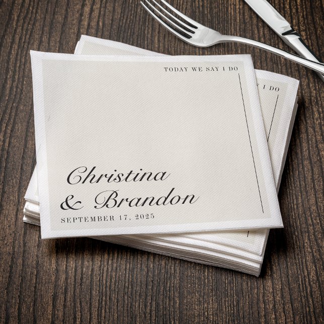 Old Money Minimalist Ecru White Wedding Invitation Napkin (Old Money Minimalist Ecru White Wedding Invitation Napkins
)