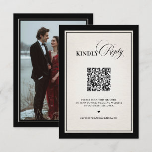 Old Money Modern Formal Black Luxury Chic QR code RSVP Card