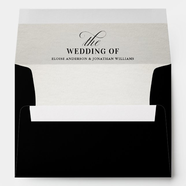 Old Money Modern Formal Black Luxury Chic Wedding Envelope (Back (Bottom))