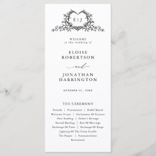Old Money Modern Formal Black Luxury Chic Wedding Program