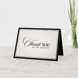 Old Money Modern Formal Black Photo Wedding Thank You Card