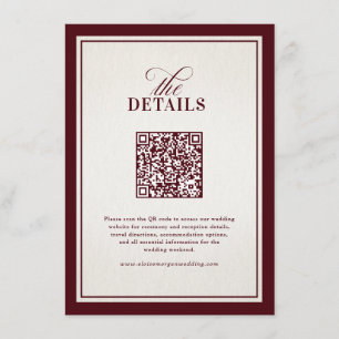 Old Money Modern Formal Burgundy Luxury Wedding Enclosure Card