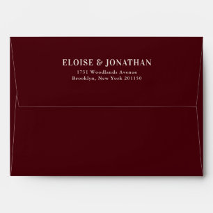 Old Money Modern Formal Burgundy Luxury Wedding Envelope