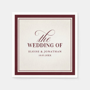 Old Money Modern Formal Burgundy Luxury Wedding Napkin