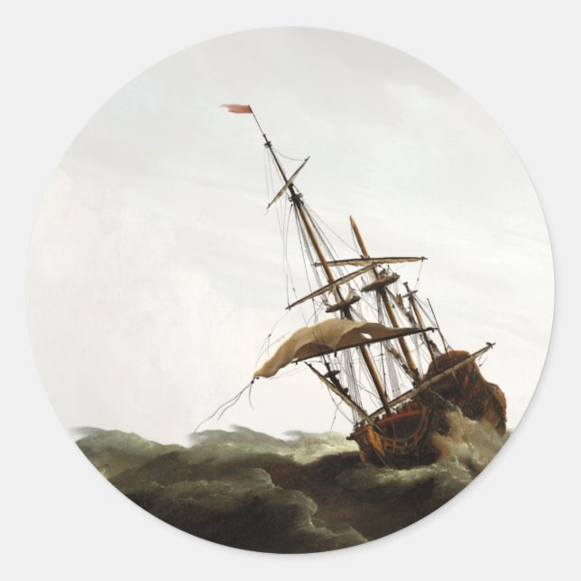 Old Money Nautical Ship Envelope Sticker (Front)