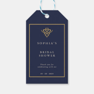 Old Money Navy Blue Bridal Shower Gift Tags