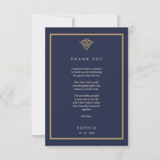 Old Money Navy Blue Flat Thank You Card