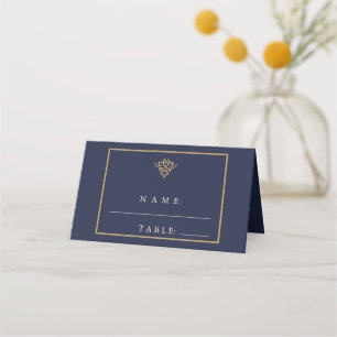 Old Money Navy Blue Wedding Place Card