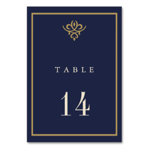 Old Money Navy Blue Wedding Table Card